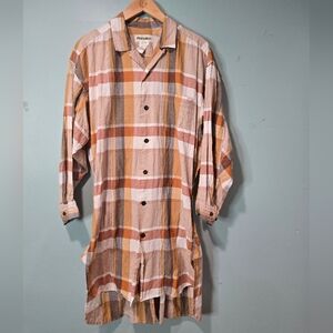 Plantation Issey Miyake Plaid Y2K Crinkle Gauze Cotton Japan Shirt Dress Size M